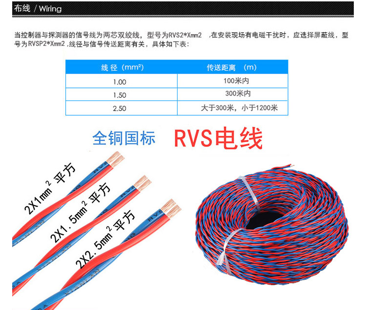 二甲胺氣體報警器采用兩芯線